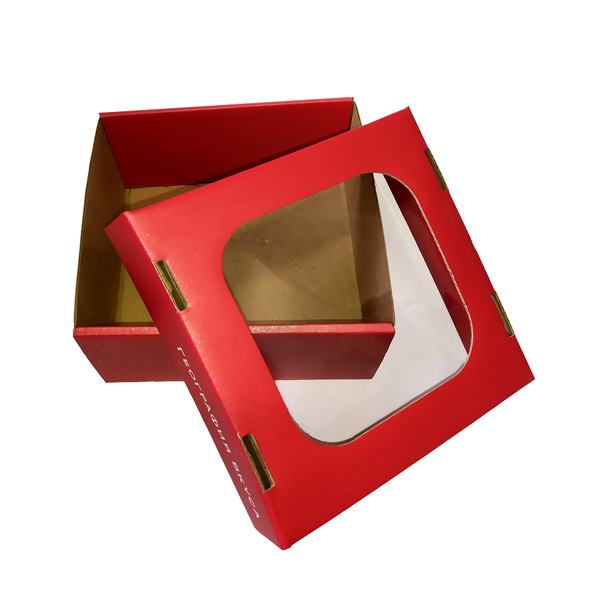 Коробка подарочная"ГВ"+декор украш.мал. с окном красная